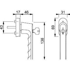 Fenstergriff Hamburg 0700S/UD9020 Alu.F9016/verkehrsweiß 32-42mm abschl.HOPPE