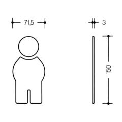 Symbol Mann 801.91.010 PA Farb-Nr.90 B.71,5mm H.150mm S.3mm HEWI