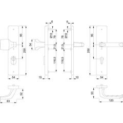 Schutzgarnitur London 61G/2222ZA/2210/113 Alu.F1 72mm 37-47mm HOPPE