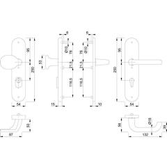 Schutzgarnitur Paris 86G/3332ZA/3310/138L Alu.F1 72mm 37-47mm HOPPE