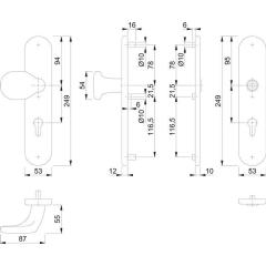 Schutzgarnitur E86G/3331/3310 VA F69 92mm 67-77mm HOPPE