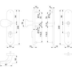 Schutzgarnitur E86G/3332ZA/3310 VA F69 92mm 67-77mm HOPPE