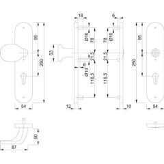 Schutzgarnitur 86G/3331/3310 Alu.F1 72mm 37-47mm HOPPE