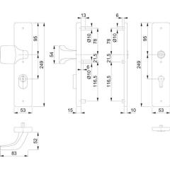 Schutzgarnitur E61G/2222ZA/2210 VA F69 92mm 67-77mm HOPPE