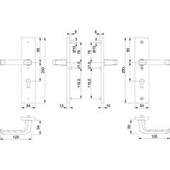 Schutzgarnitur London 113/2221/2410 Alu.F1 92mm 66-71mm HOPPE