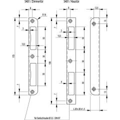 Winkelschließbl.S401 STA silber ZT ktg.B20xL170mm ktg.T.20mm DIN L/R BKS