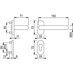 FS-Garnitur Paris FS-138GF/55/55S Alu.F1-2 D/D TS 55-75mm PZ ov.DIN L/R HOPPE