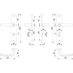 Langschildgarnitur Atlanta 1530/273P Alu.F1 SK/OL 78mm DIN L/R HOPPE