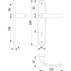 Langschildgarnitur Tôkyô M1710RH/265 MS F71 OB 72mm DIN L/R HOPPE
