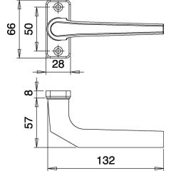 Profiltürdrückerlochteil 3314/0000 Alu.F1 ktg 8mm gekr.EDI