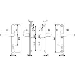 Profiltürgarnitur Tôkyô 1710RH/3346 Alu.F1 PZ f.TS 37-42mm HOPPE