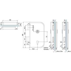 Glastürschloss 6033 PZ L-Roma VA ma PZ DIN li.HERMAT