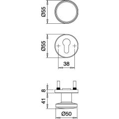 FS-Garnitur Riva FS K7/103 VA F00 D/K TS 38-58mm PZ rd.DIN L/R EDI