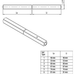 Panik-Stift 120 FS SECURE 4-KT.9mm TS 58-64mm geteilter Vollstift OGRO