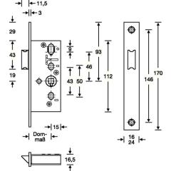 RR-Fallen-Einsteckschloss 24/ 45mm DIN L/R VA ktg.SSF