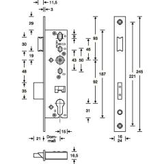 Panik-RR-Einsteckschl.B DIN re.auswärts 24/245/35/92/9mm Kl 3 ktg.SSF