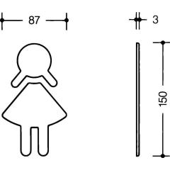 Symbol Frau 801.91B020 PA Farb-Nr.90 B.87mm H.150mm S.3mm HEWI